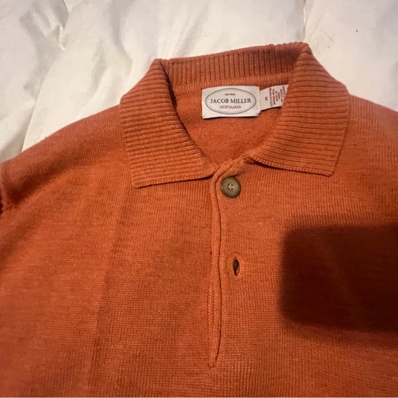 Jacob Miller 100% Merino Wool Collared Sweater - M - Burnt Orange - Picture 4 of 9